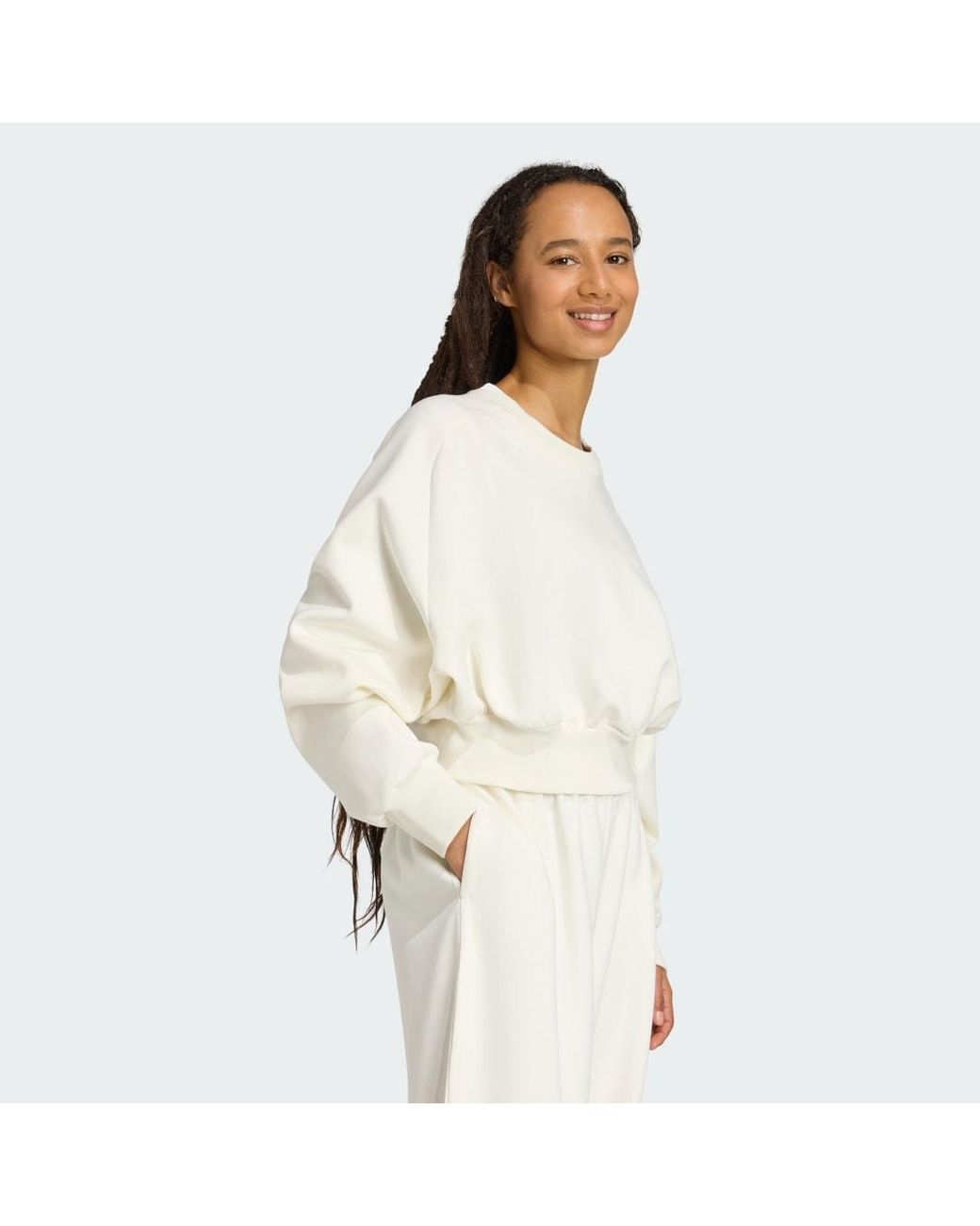 Adidas White Soft Lux Loose Sweatshirt