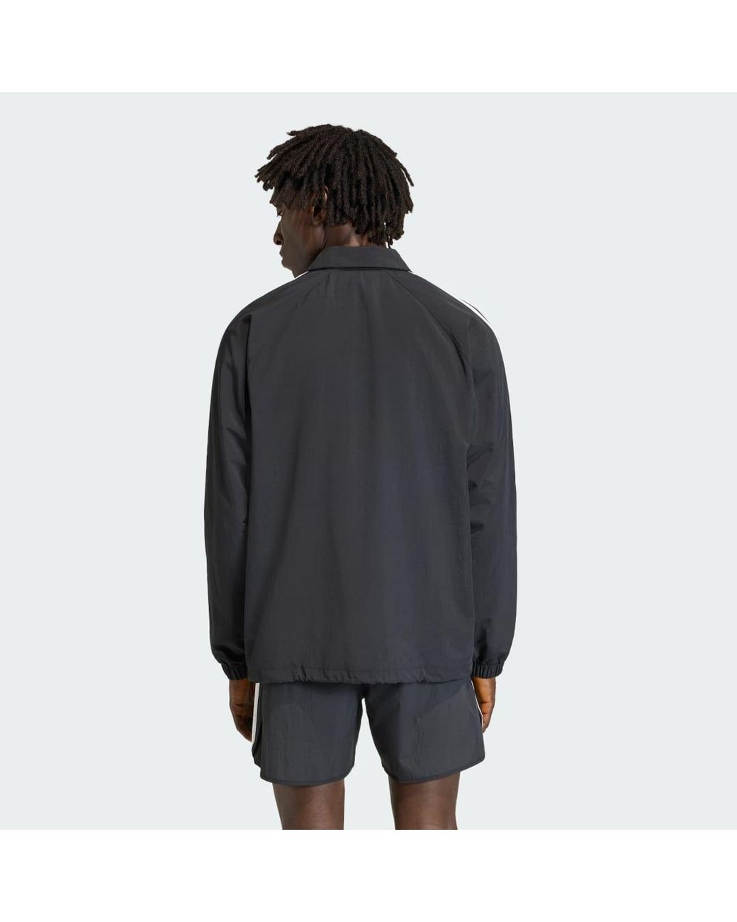 Adidas Black Lifestyle 3-Stripes Coach Jacket Ke3598 for men