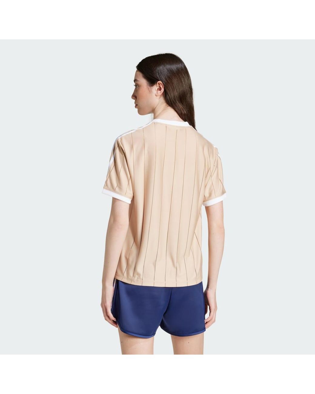 Adidas Blue Adicolor 3-Stripes Pinstripe Tee