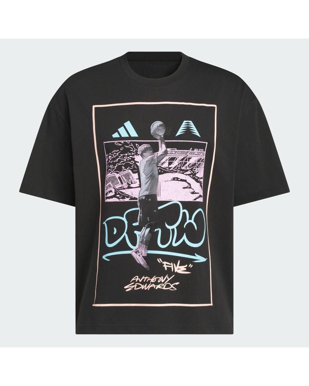 Adidas Originals Black Anthony Edwards Dftw Anime T-Shirt for men