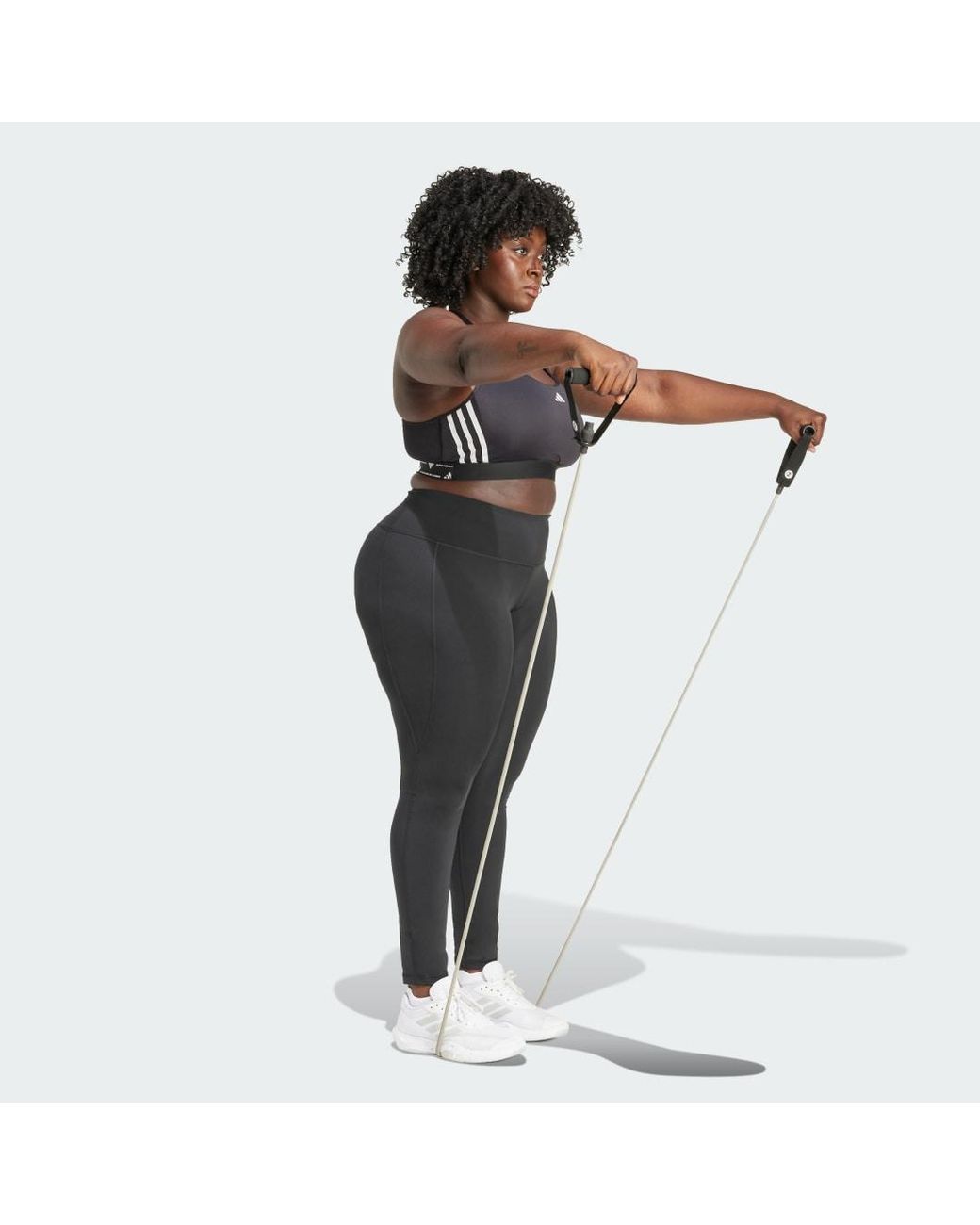 Adidas Gray Optime Essentials Stash Pocket Full-Length Leggings (Plus Size)