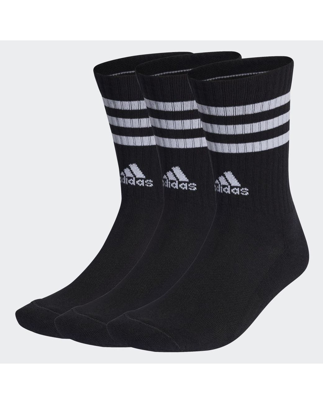 Adidas Black 3 Stripe Quarter Sock 3 Pack