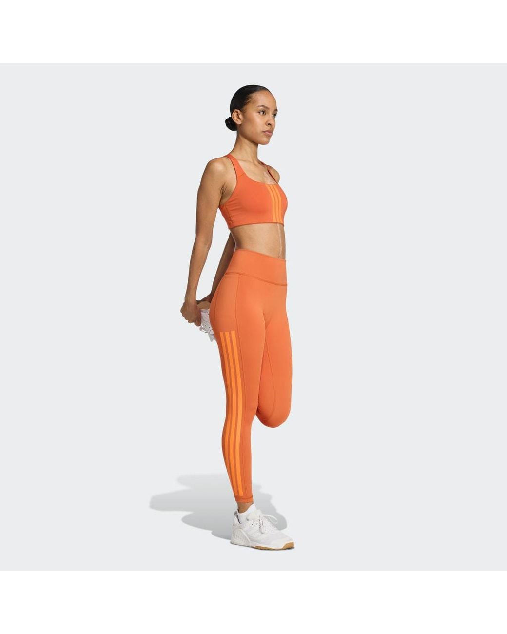 Adidas Orange Optime Workout 3-Stripes 7/8 Leggings