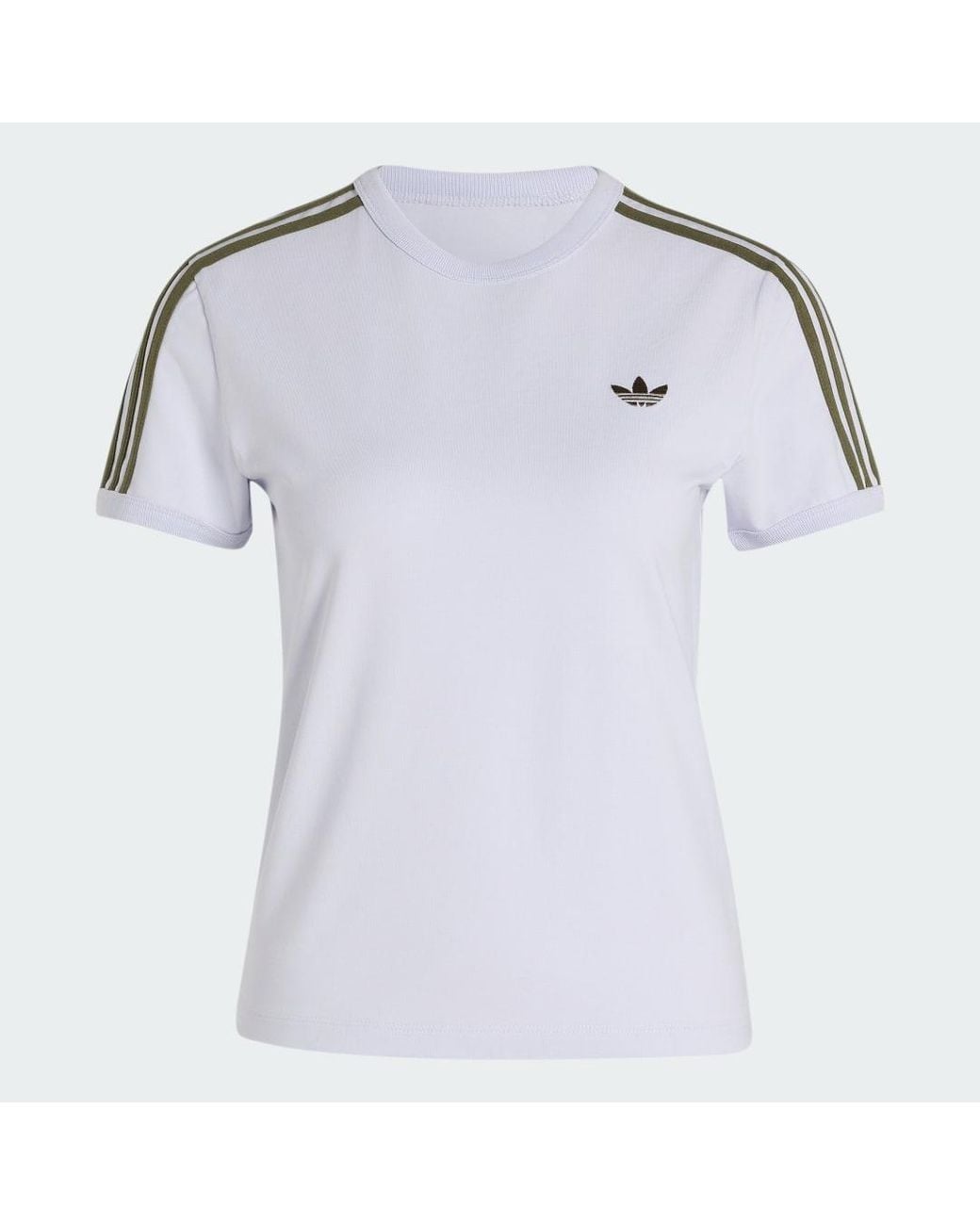 Adidas White 3 Stripes Slim T-Shirt