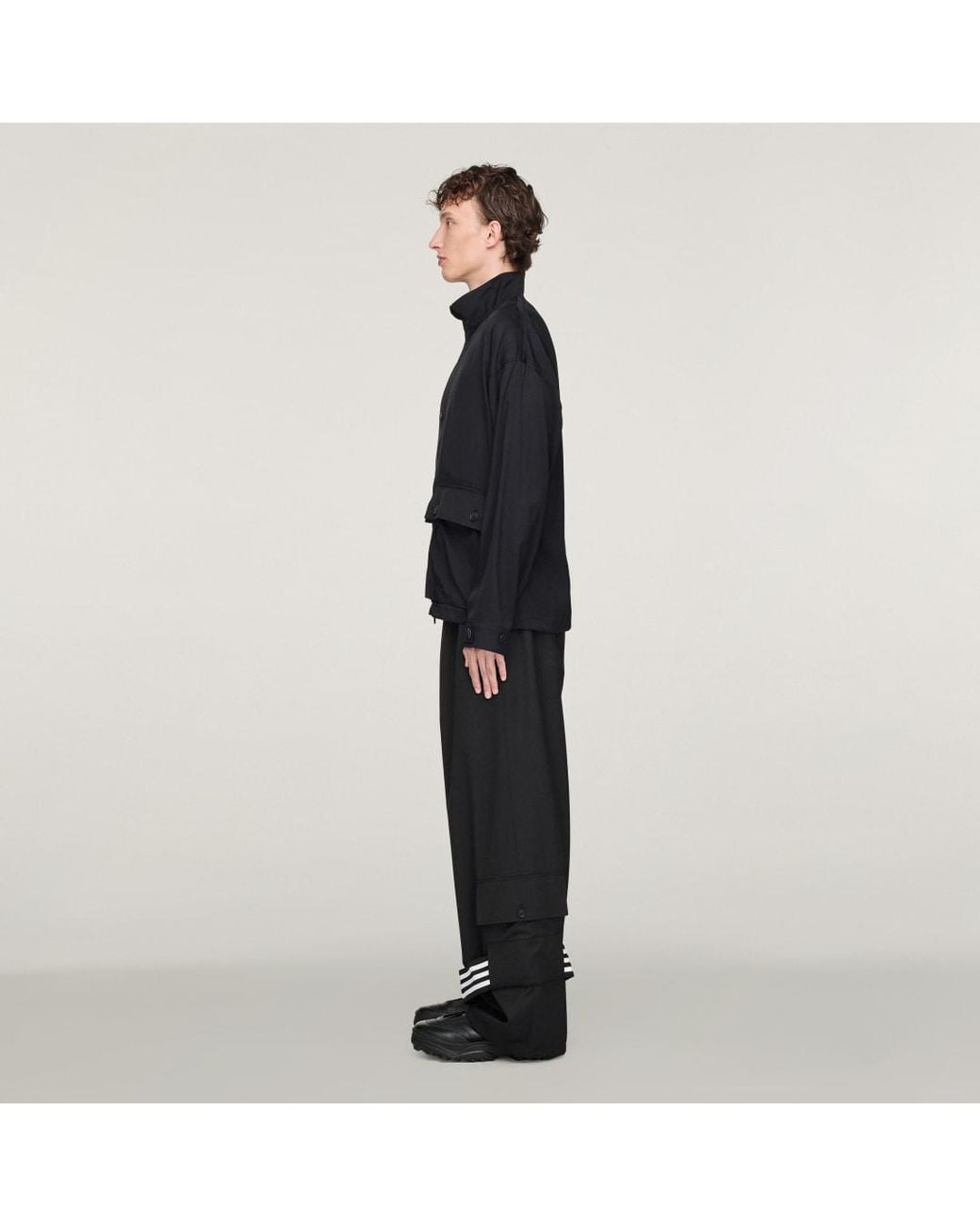 Adidas Black Y-3 Rayon Twill Zip Top for men