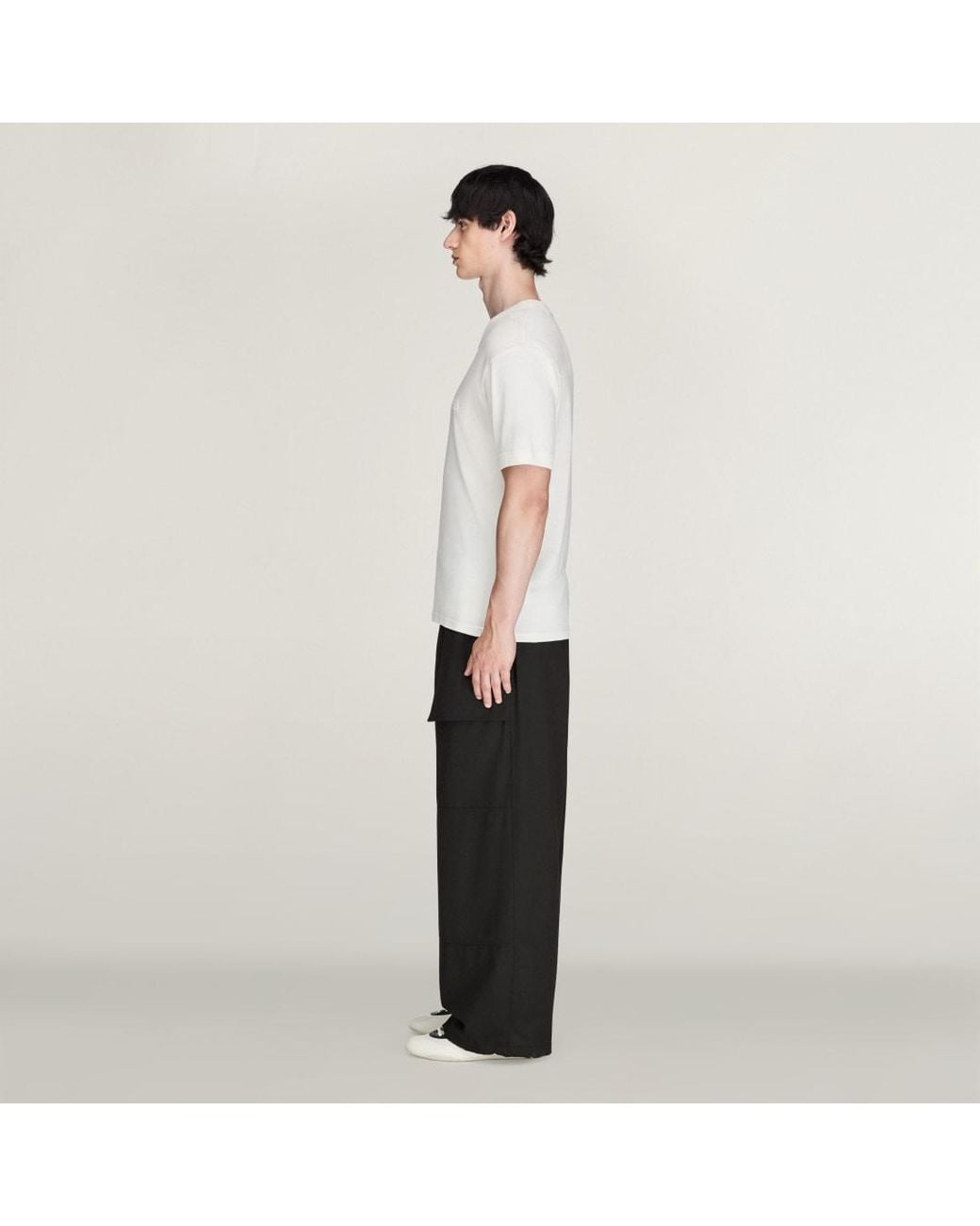 Adidas White Y-3 Wool Wide Trousers for men