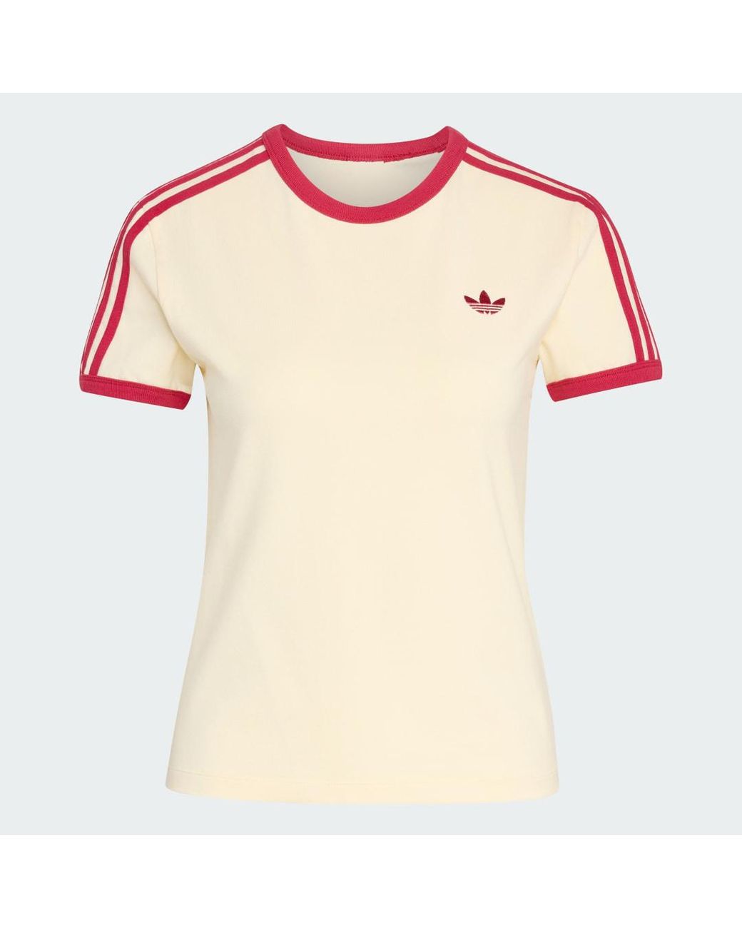 Adidas Red 3 Stripes Slim T-Shirt