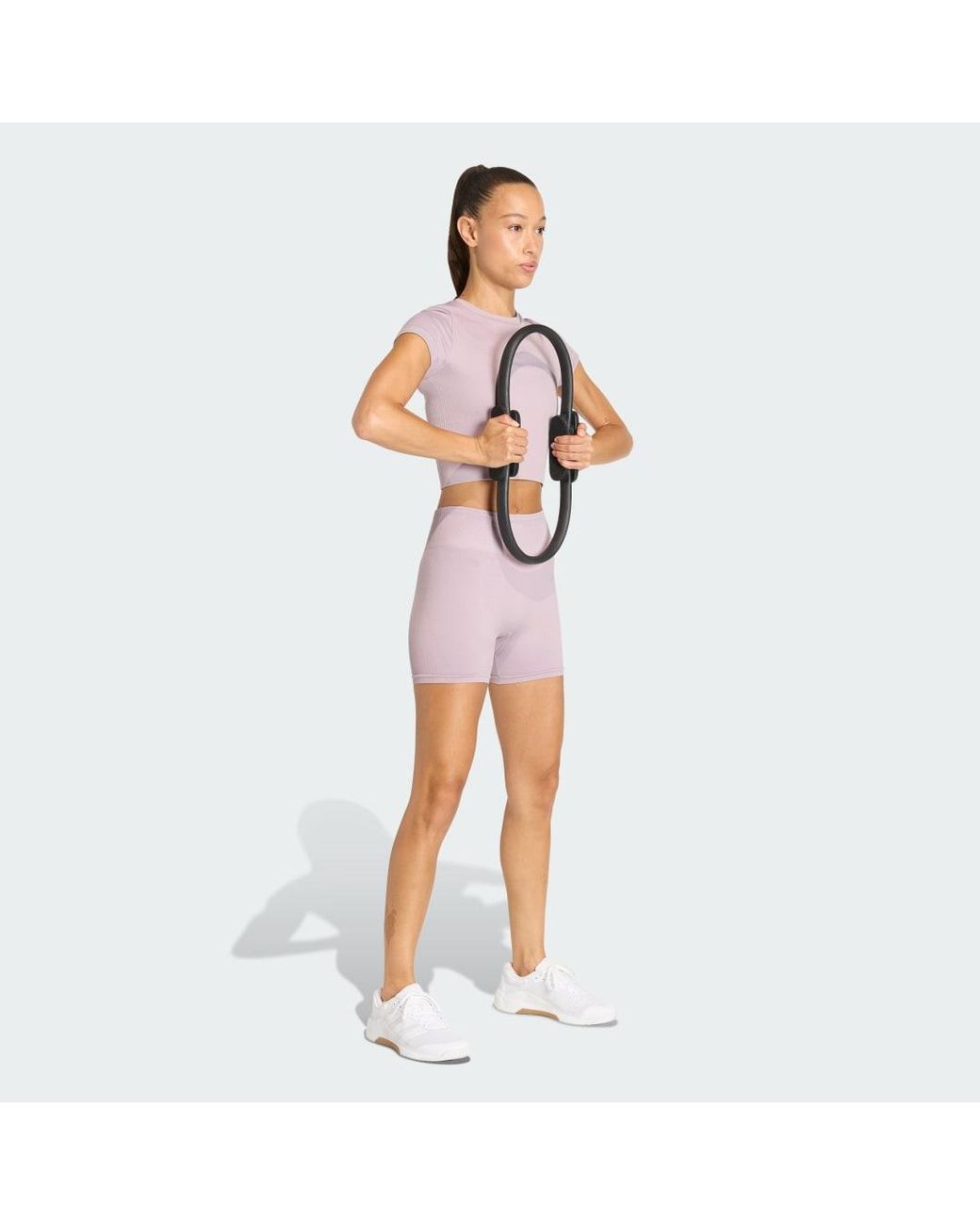 Adidas Pink Workout Essentials 4 Inch Leggings Knit