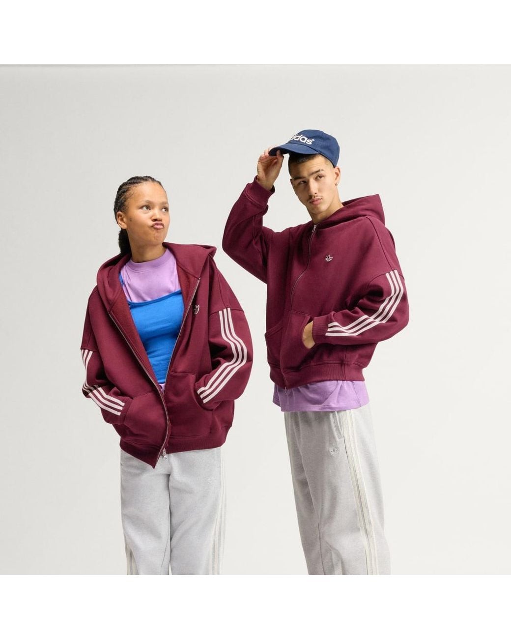 Adidas Red Adisignature 3 Stripes Full Zip Hoodie