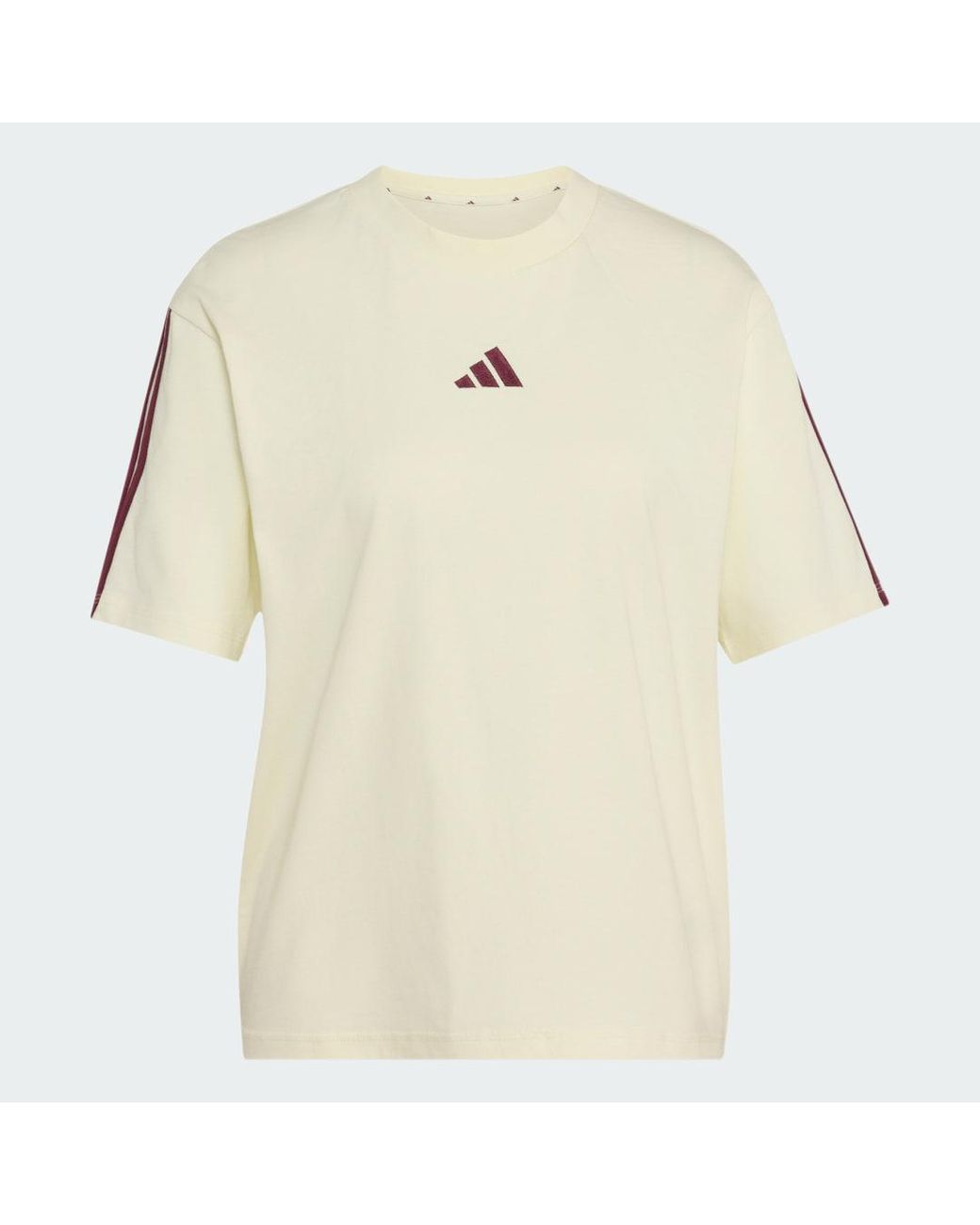 Adidas Red Essentials 3-Stripes Boyfriend T-Shirt