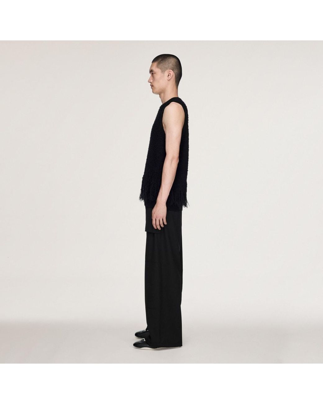 Adidas Black Y-3 Knitted 3 Stripes Fringy Vest