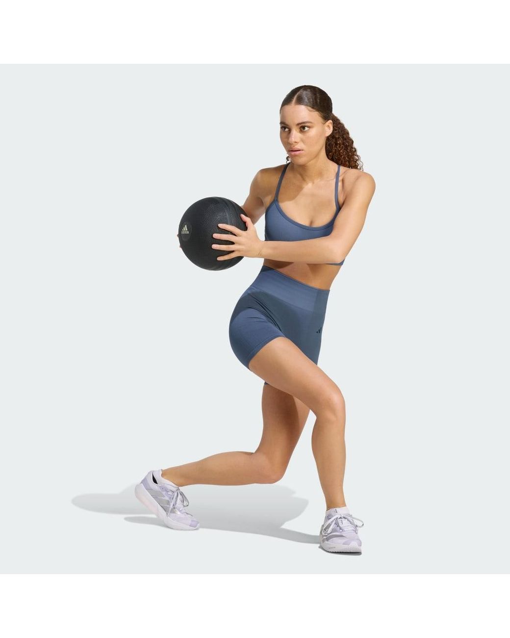 Adidas Blue Workout Essentials Light-Support Knit Bra