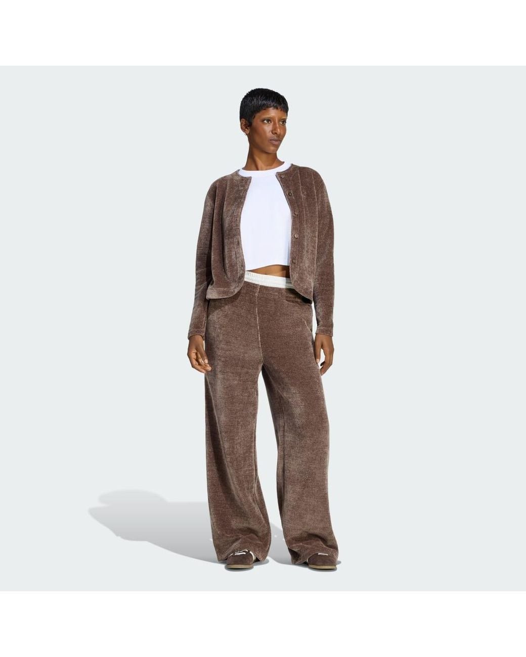 Adidas Brown Prem Ess Chenille Fl Wl Pants