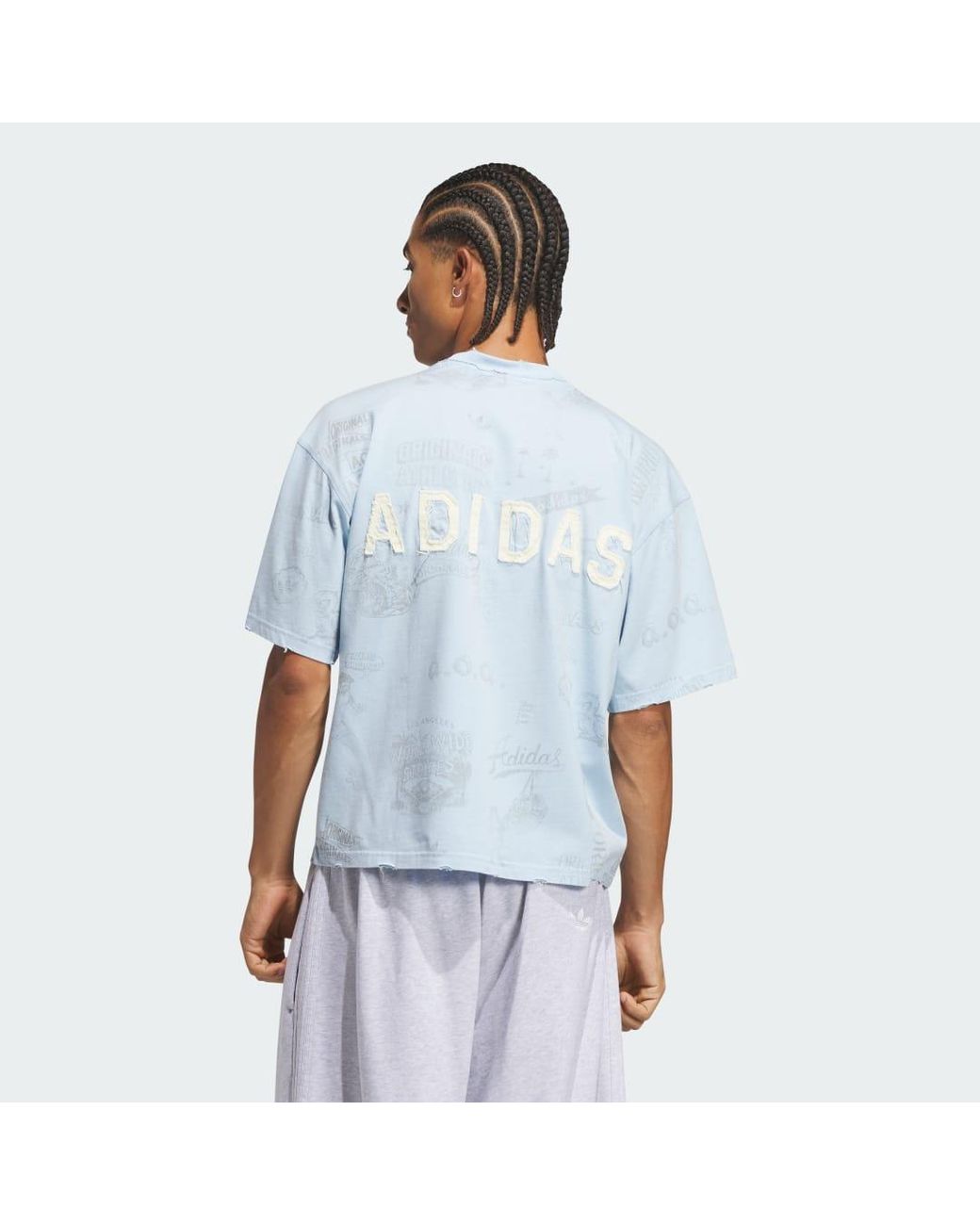 Adidas Blue Originals Varsity Graphic Tee for men