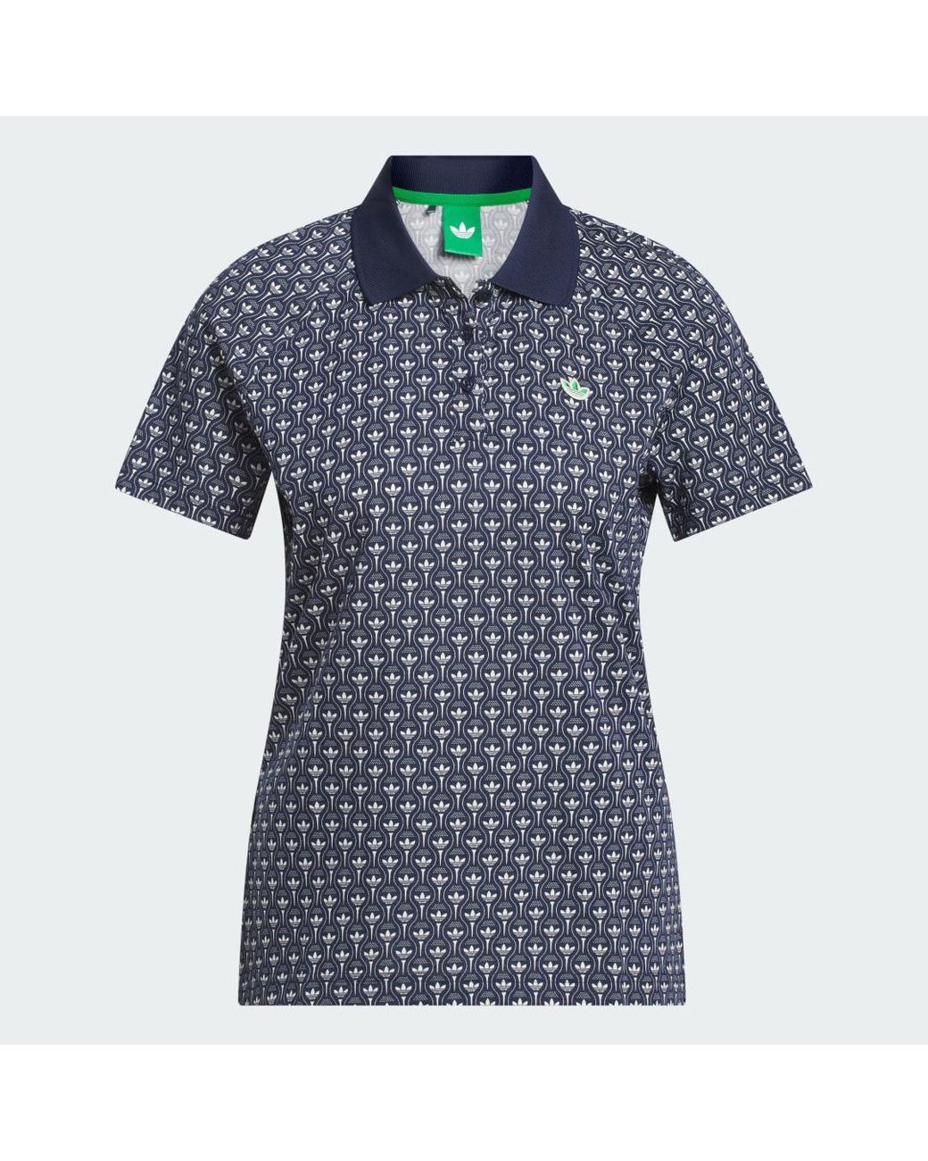Adidas Blue Originals All Over Trefoil Polo Shirt