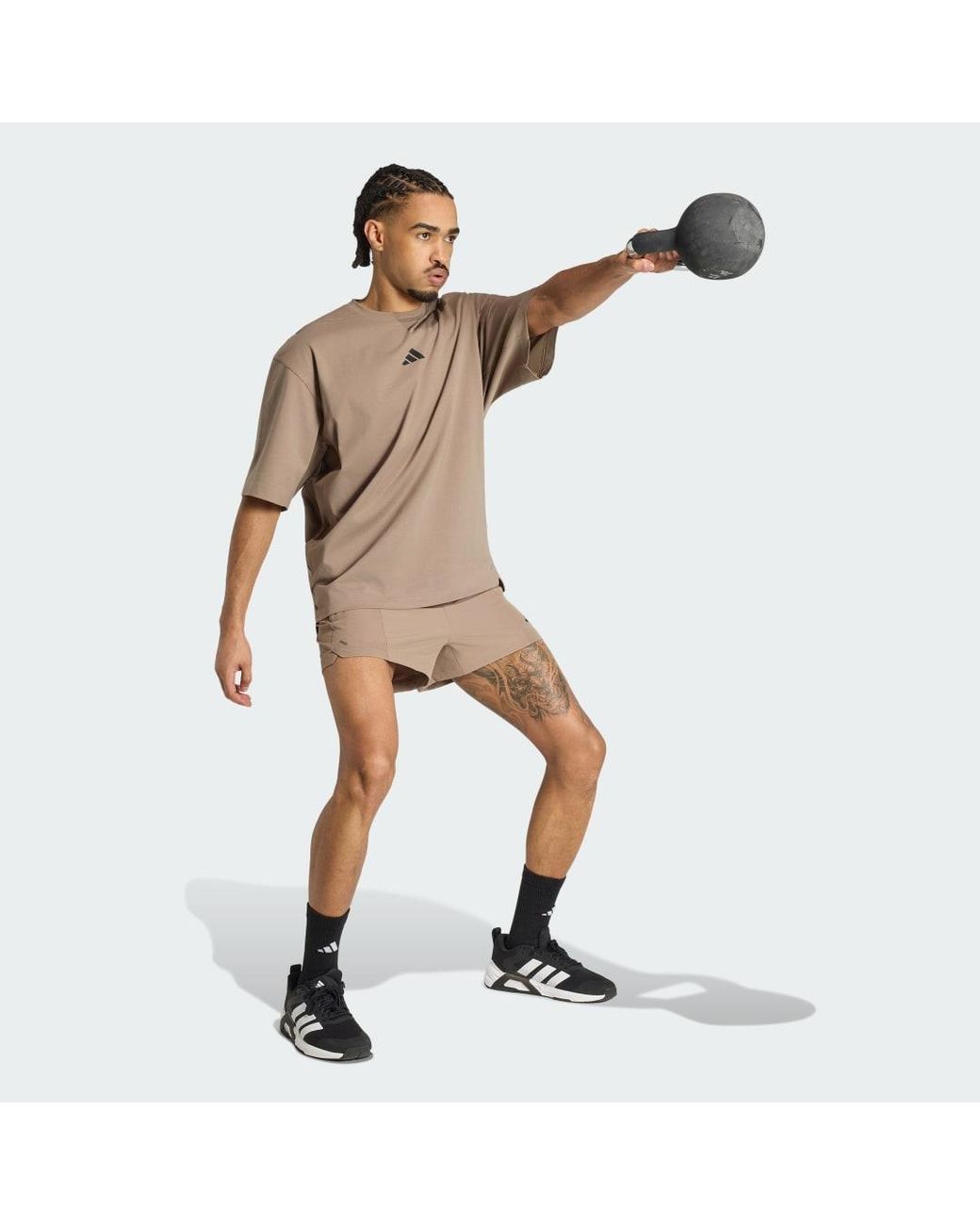 Adidas Brown Primelift Workout Oversize T-Shirt for men
