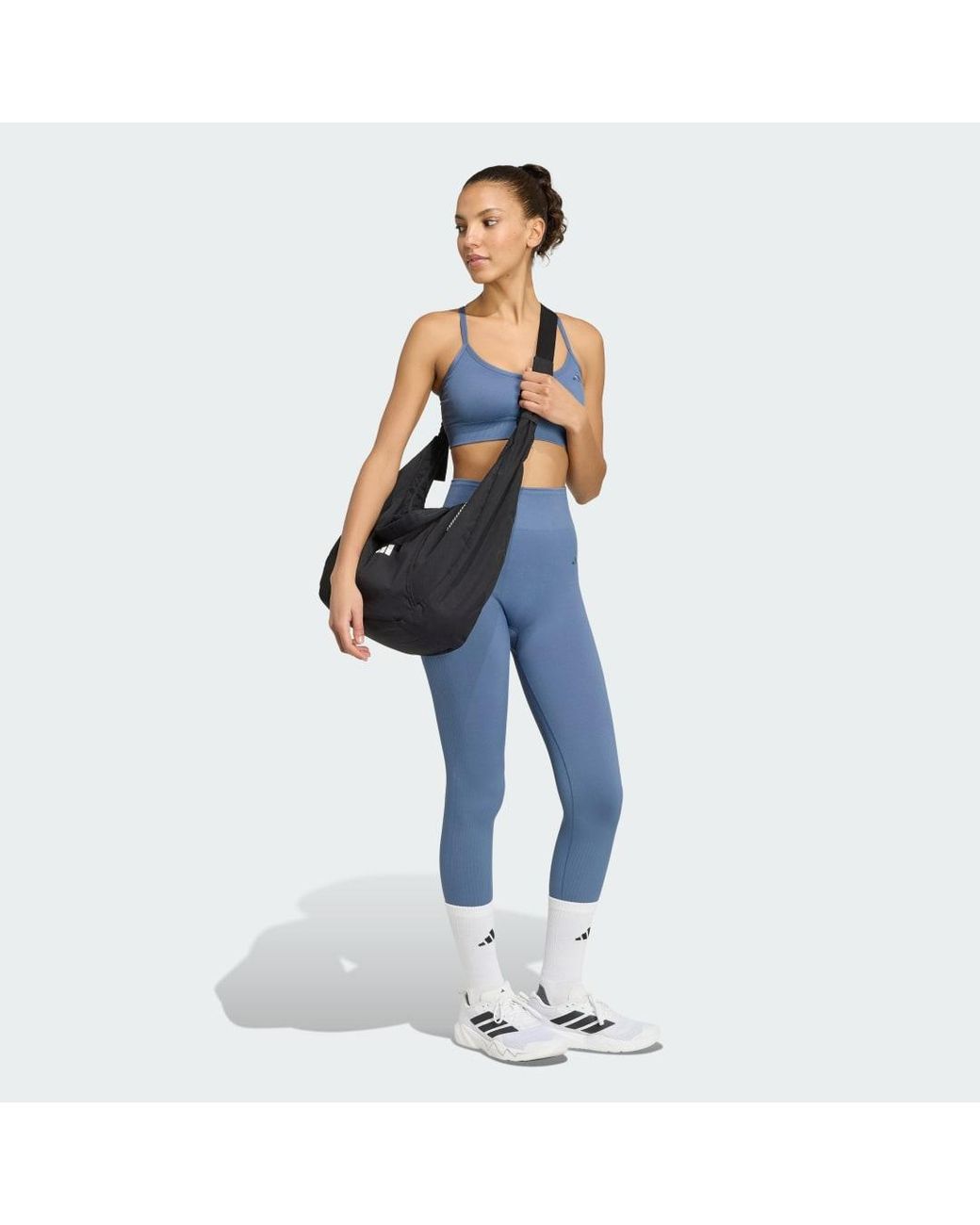 Adidas Blue Workout Essentials Full-Length Knit Leggings