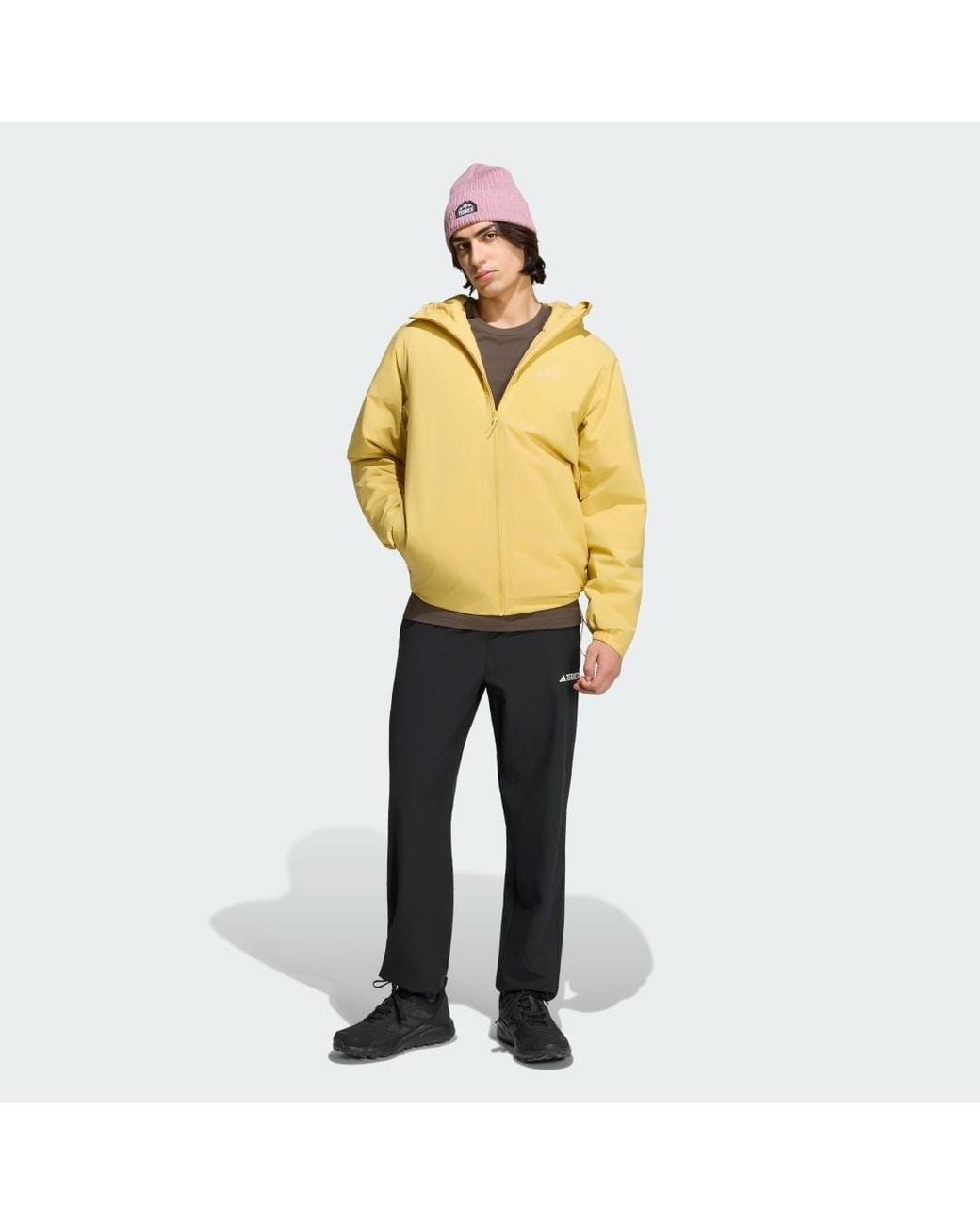 Adidas Yellow Terrex Multi Essentials Climaproof Insulated Hooded Jacket for men