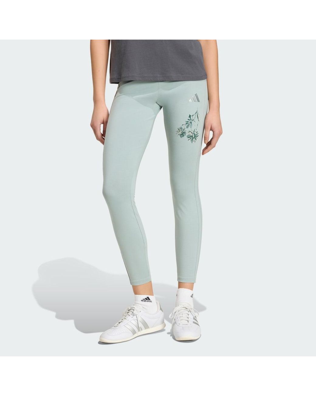 Adidas Blue Essentials 3-Stripes Cotton Leggings