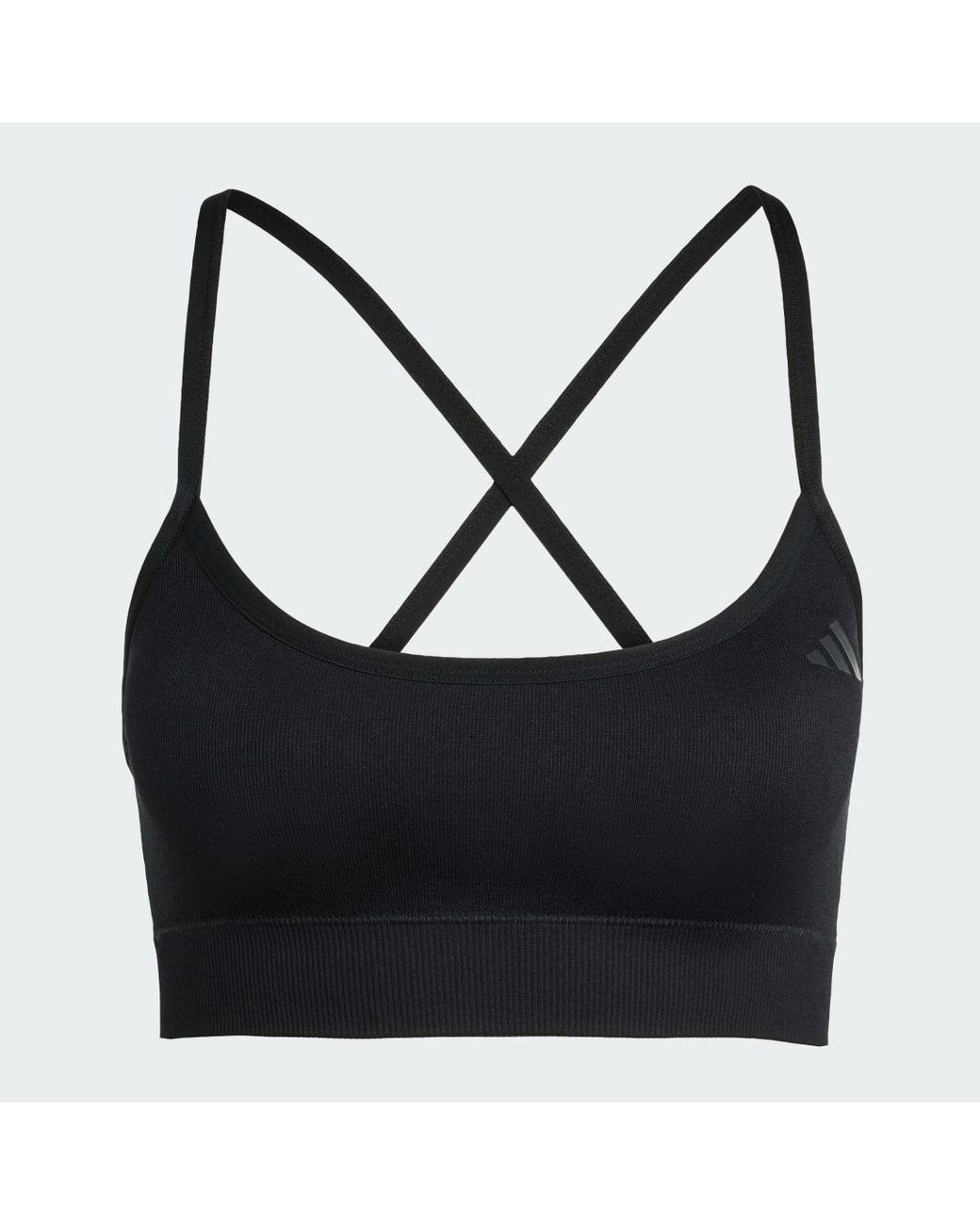 Adidas Black Workout Essentials Knit Light Support Padded Bra