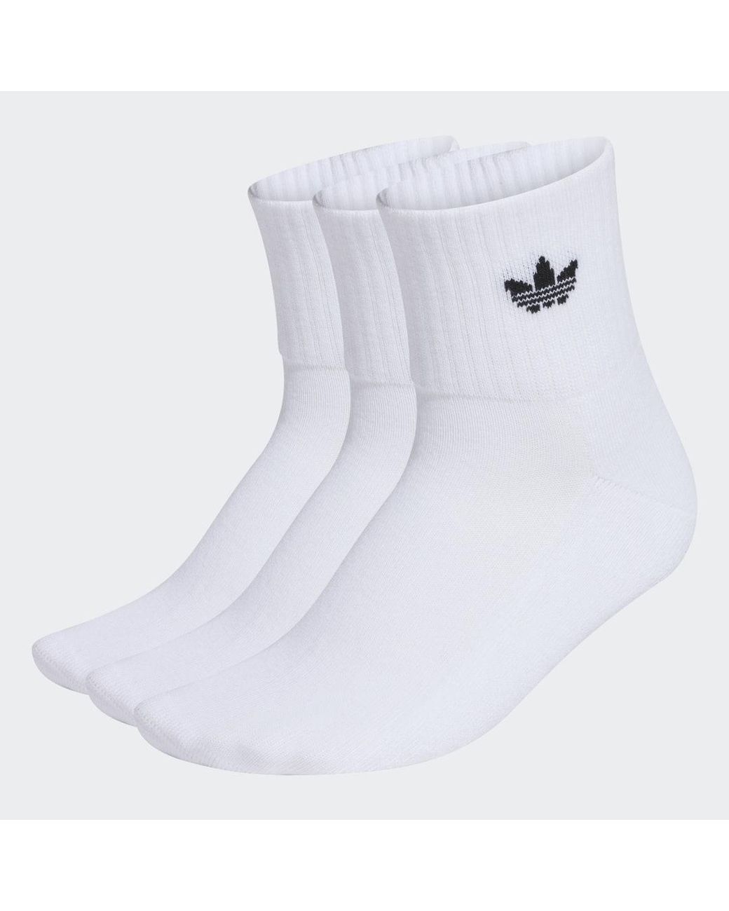 Adidas White Mid Ankle Sock 3 Pair Pack