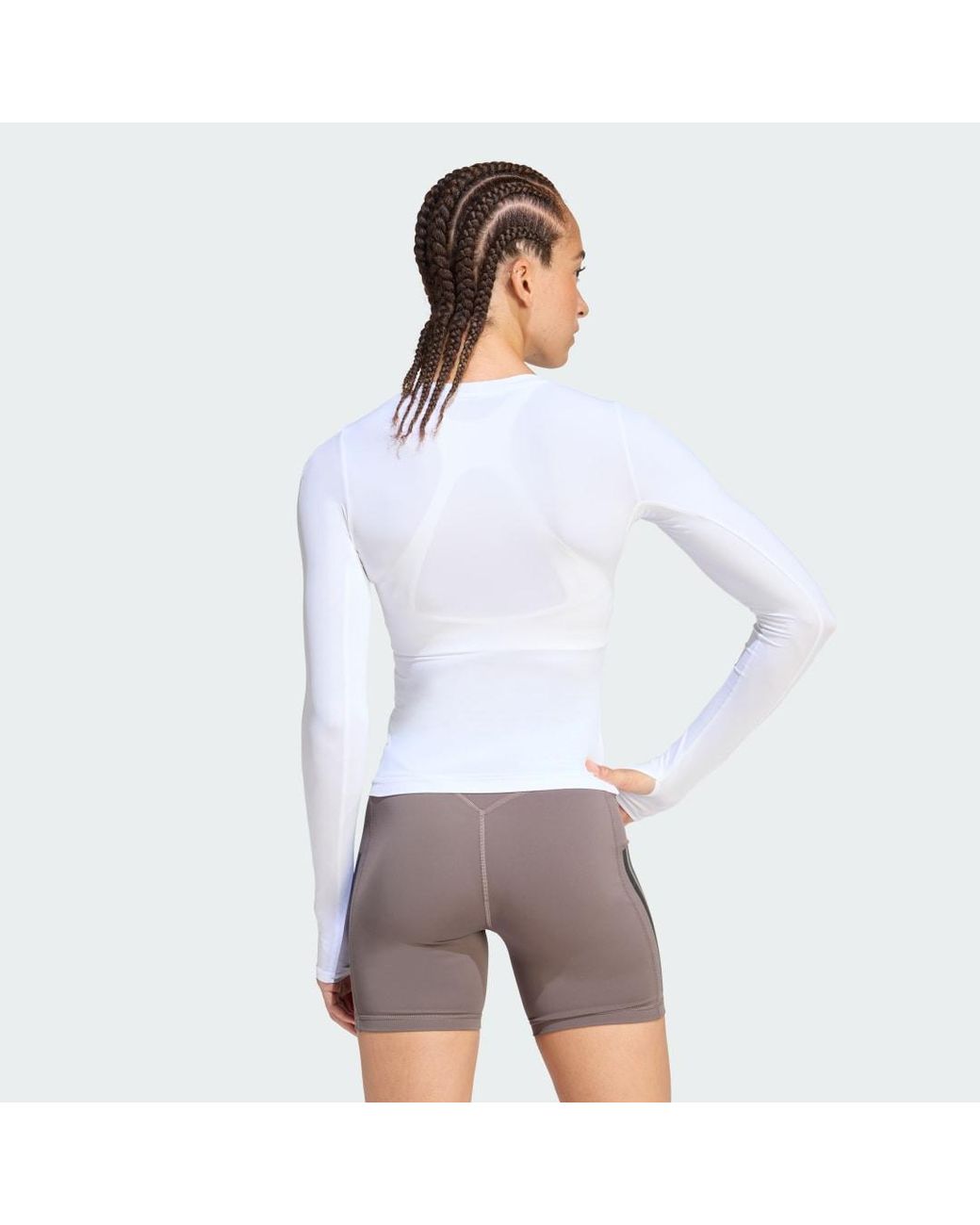 Adidas White Primelift Essentials Workout Contour Long Sleeve