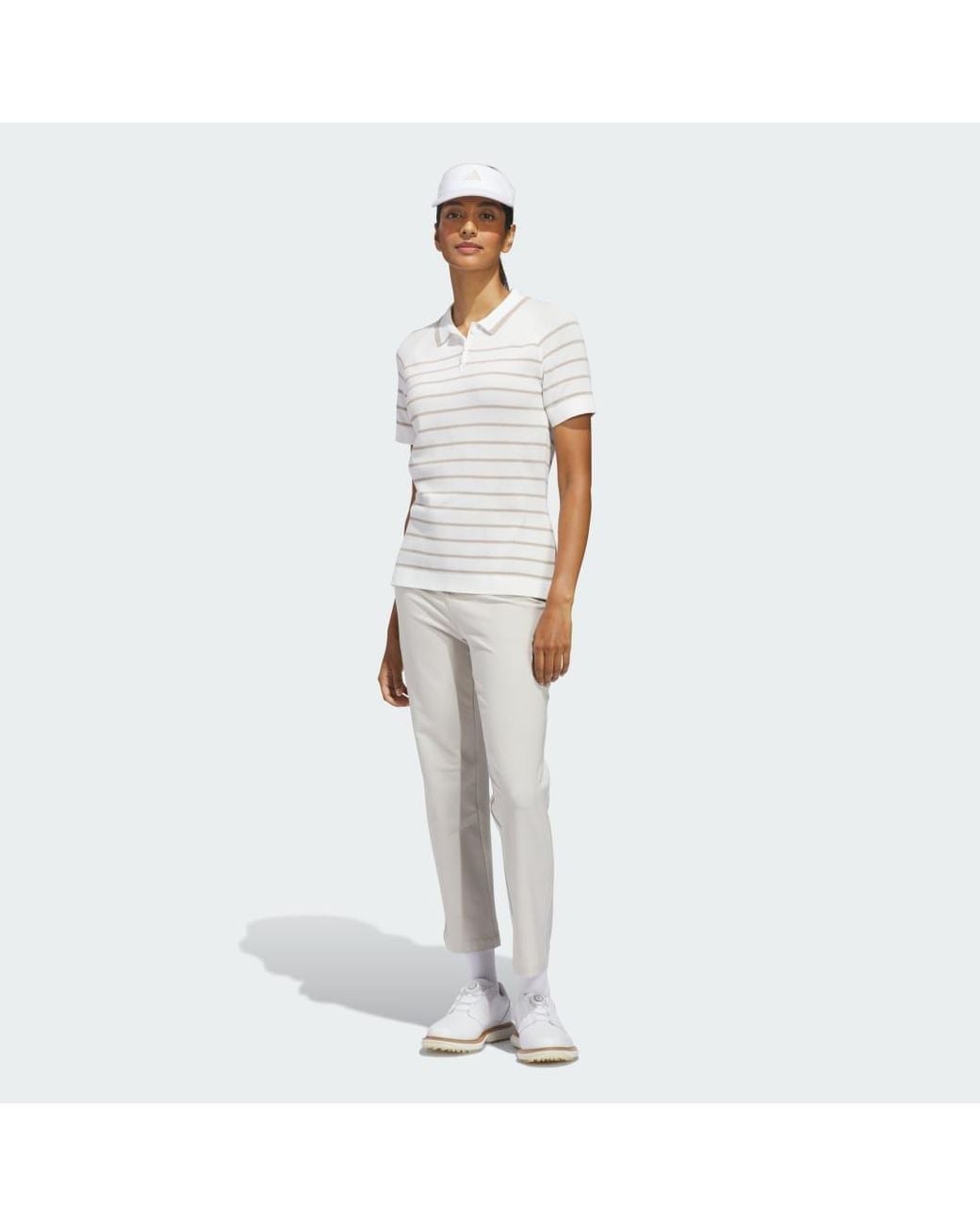 Adidas White Ultimate365+ Stripe Knit Polo
