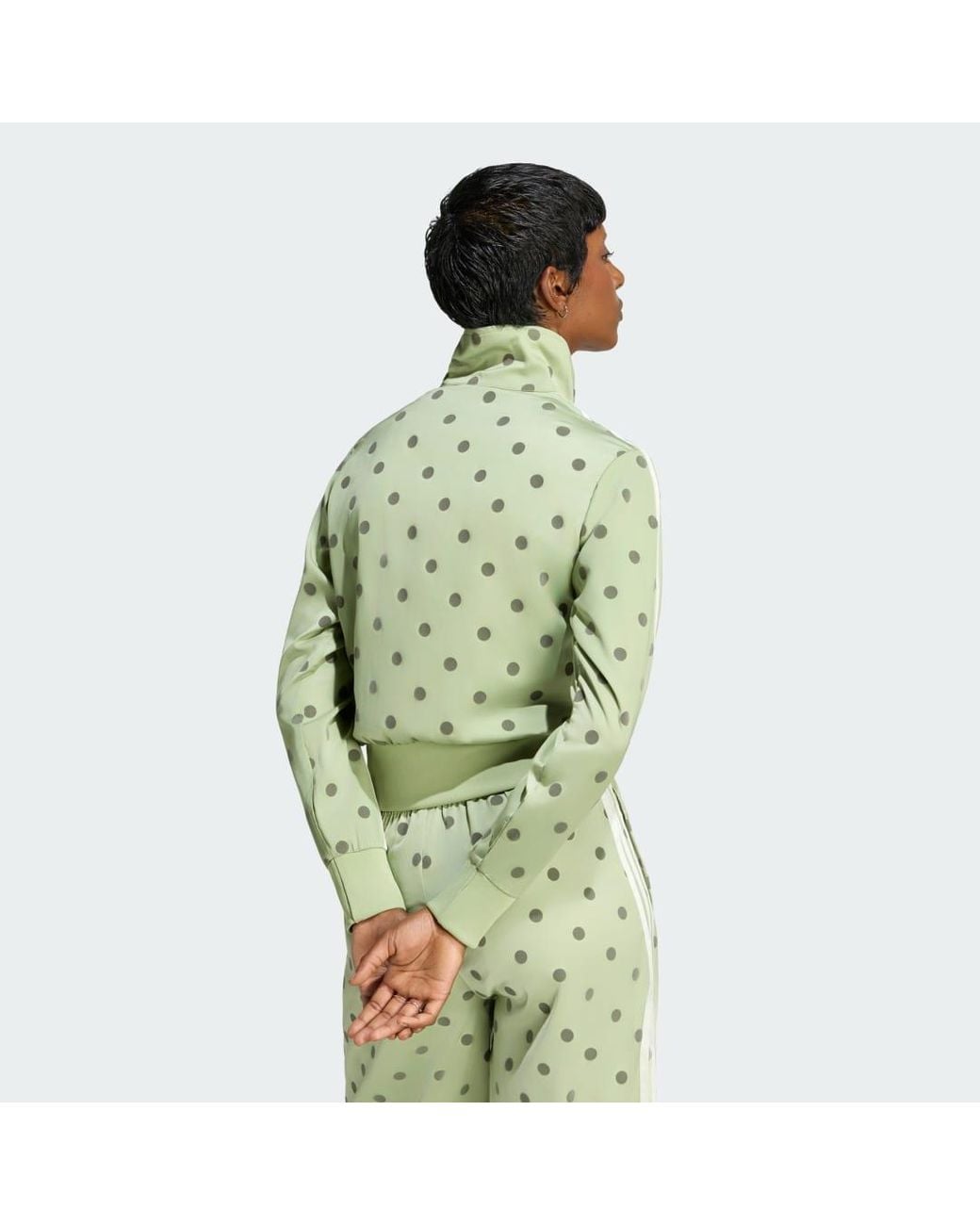 Adidas Green Satin Polka Dots Tt Track Top