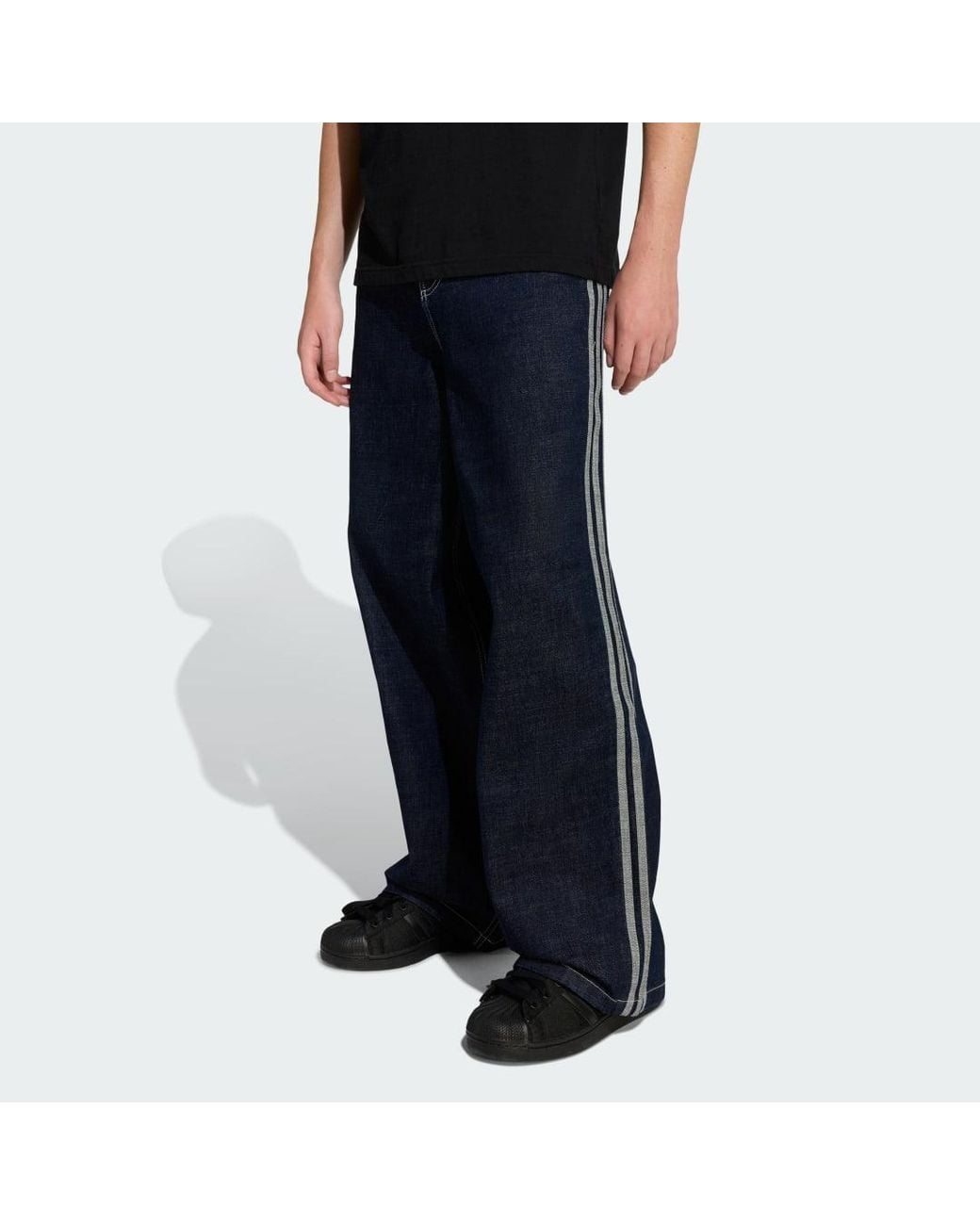 Adidas Black 90S Alternative Sport Wide Leg Skater Jean for men
