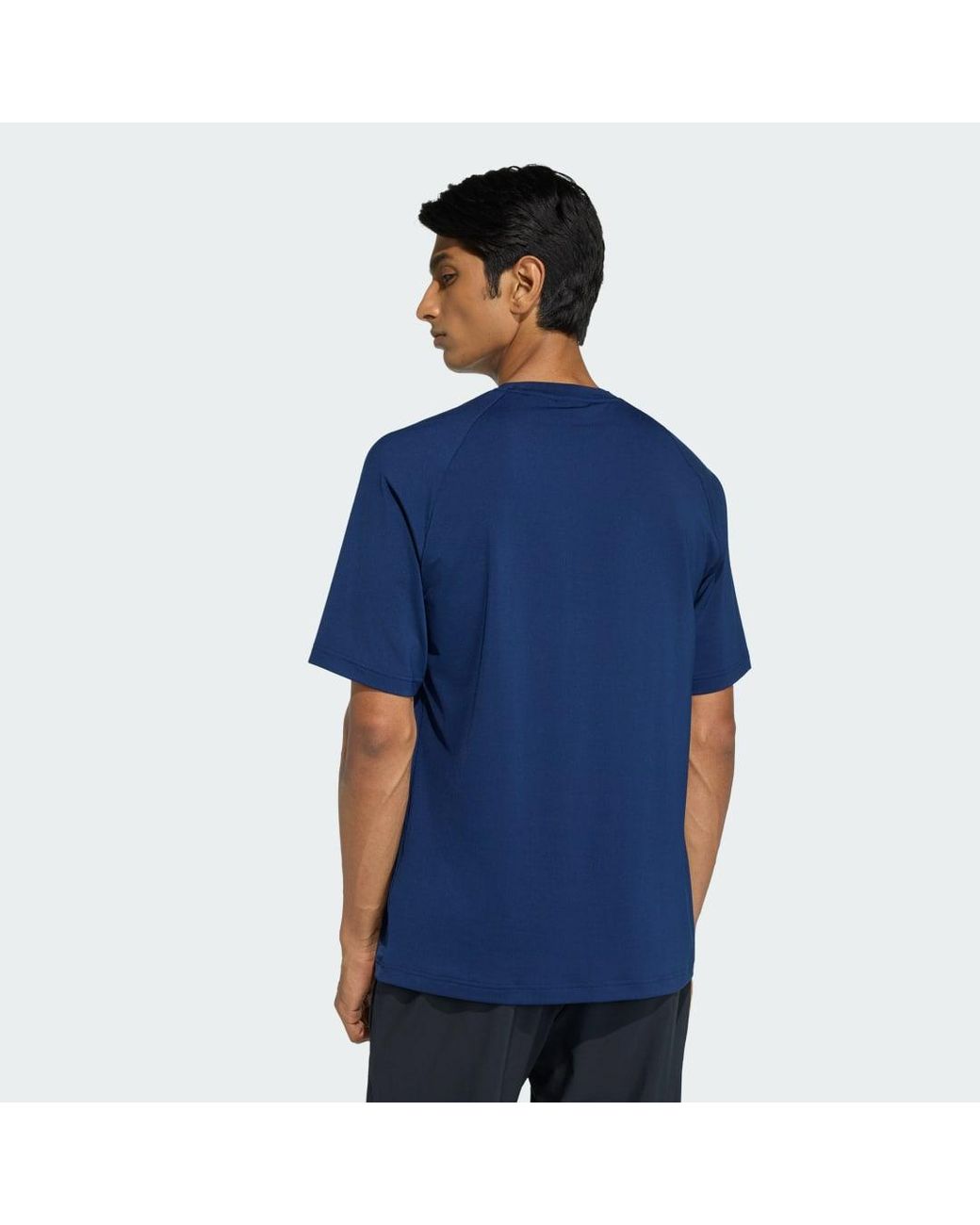 Adidas Blue Tech Trefoil Essentials Polyester T-Shirt for men
