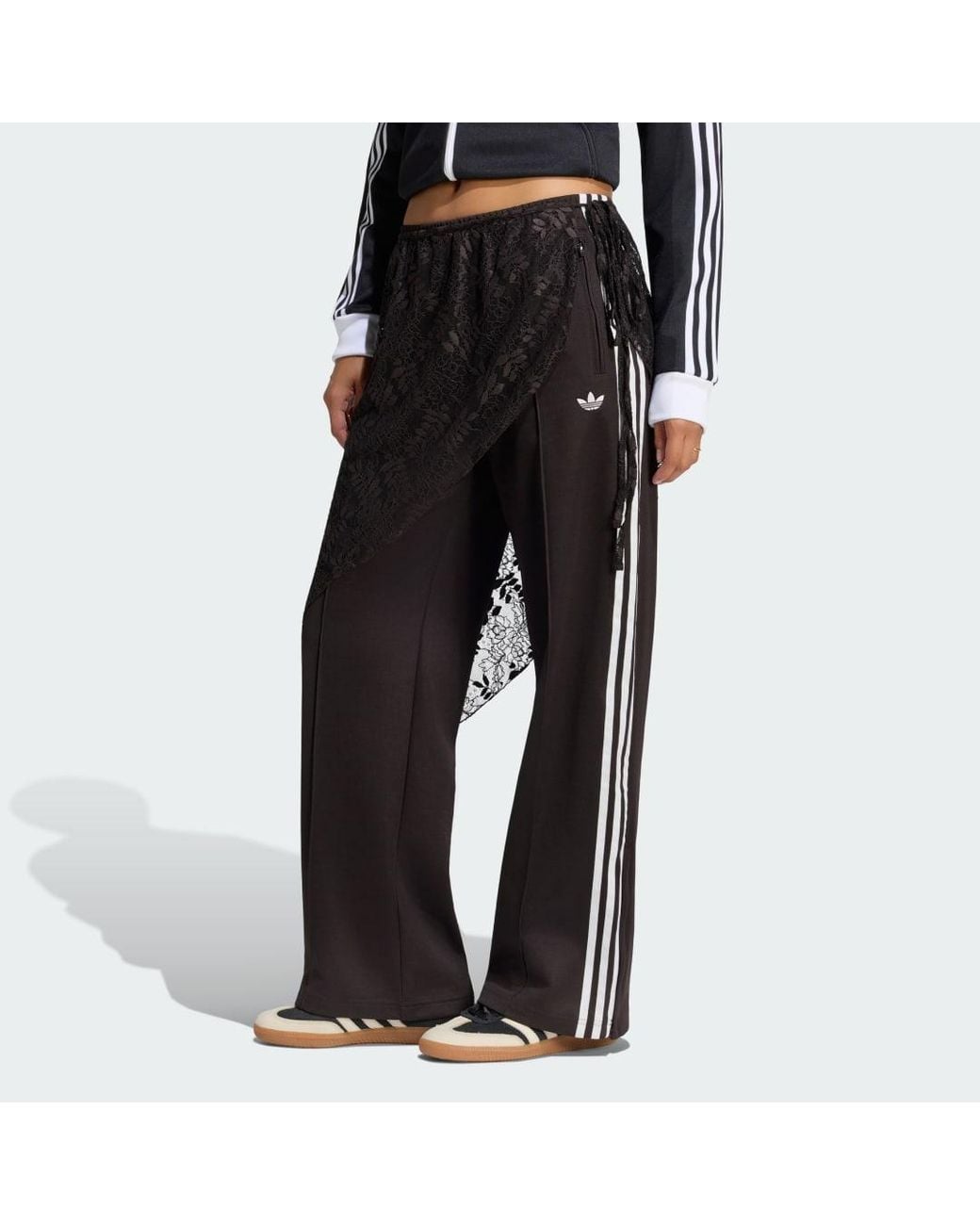 Adidas Black 2In1 Firebird Loose Track Trousers With Lace Skirt