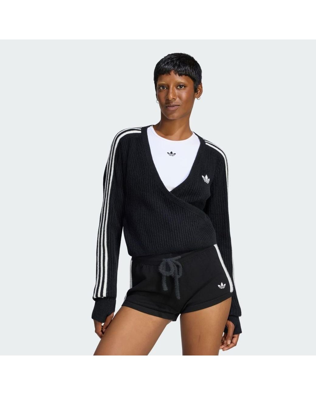 Adidas Black Originals By Jennie Knitted Wrap Around Cardigan