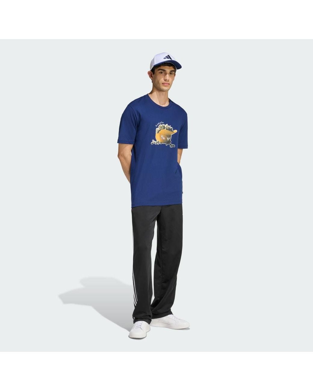 Adidas Blue Snack Popcorn Graphic T-Shirt for men