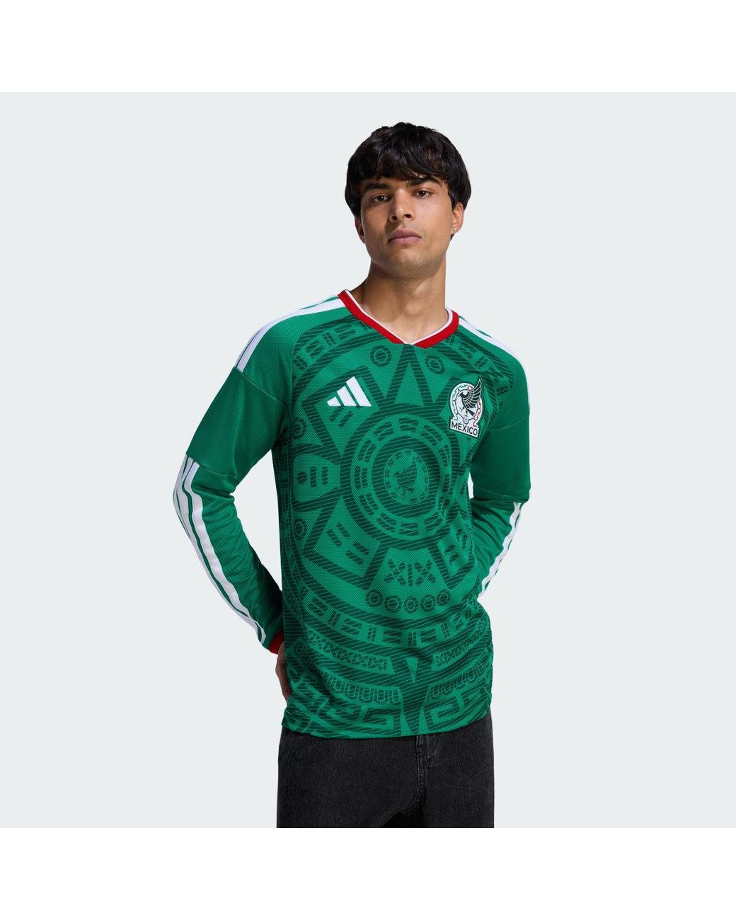 Adidas Originals Green Mexico 26 Home Long Sleeve Jersey for men