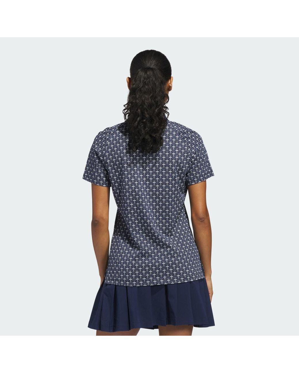Adidas Blue Originals All Over Trefoil Polo Shirt