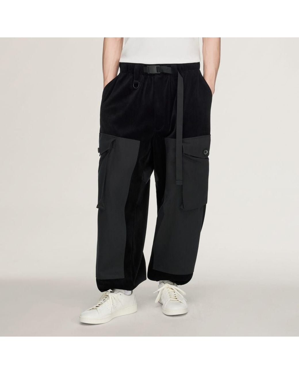 Adidas White Y-3 Velvet Corduroy Utility Trousers for men