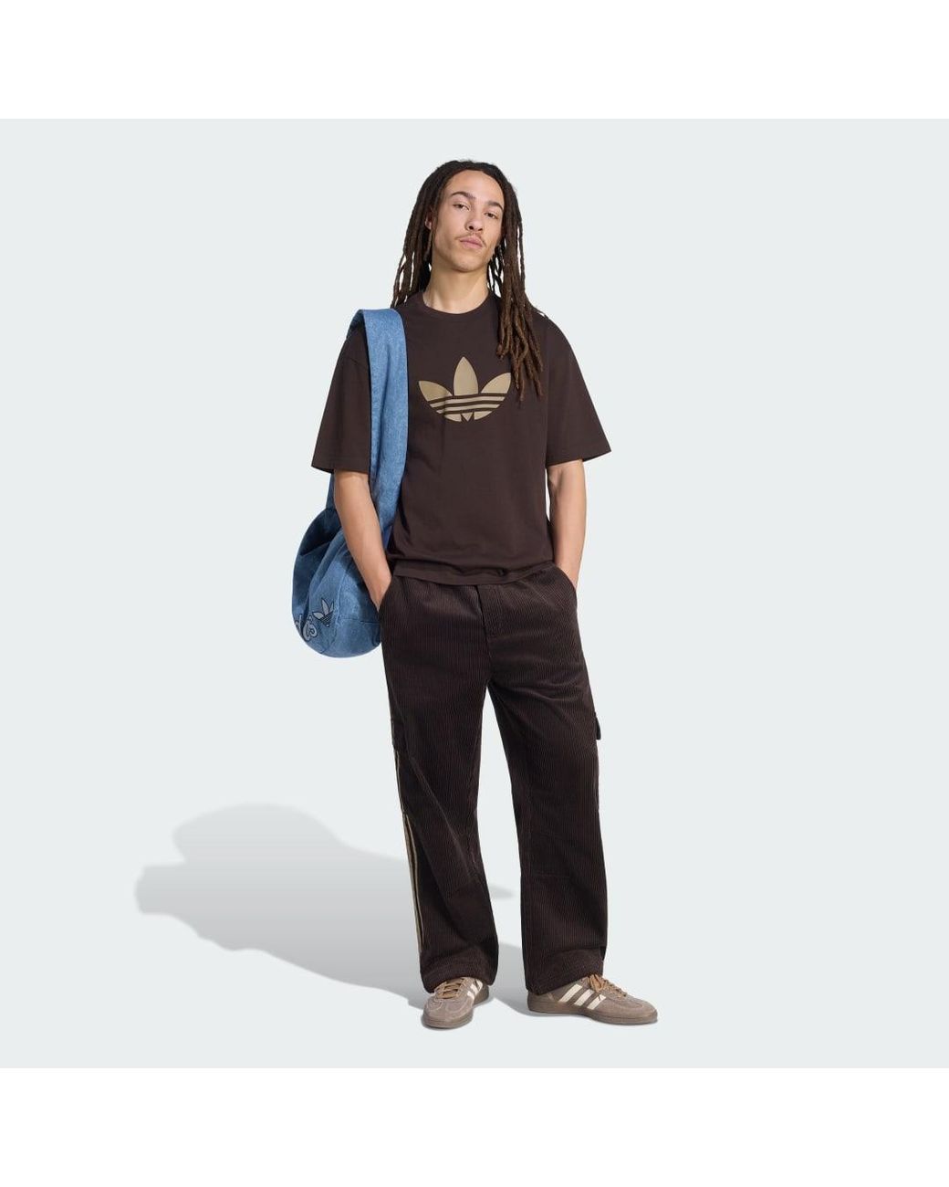 Adidas Black Adicolor Cord Cargo Trousers for men