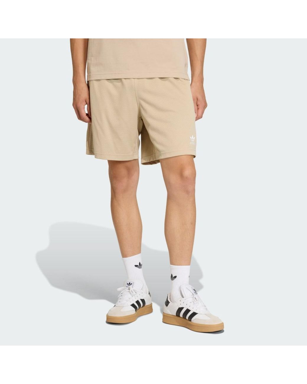 Adidas Natural Trefoil Essentials Mesh Shorts for men