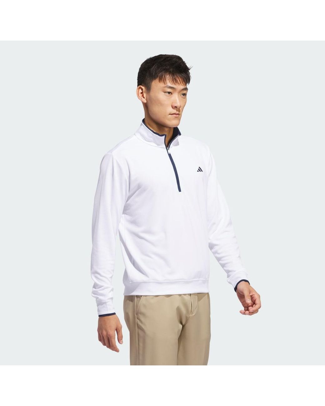 Sudadera Ligera Con Cremallera Hasta El Pecho Adidas de hombre de color White
