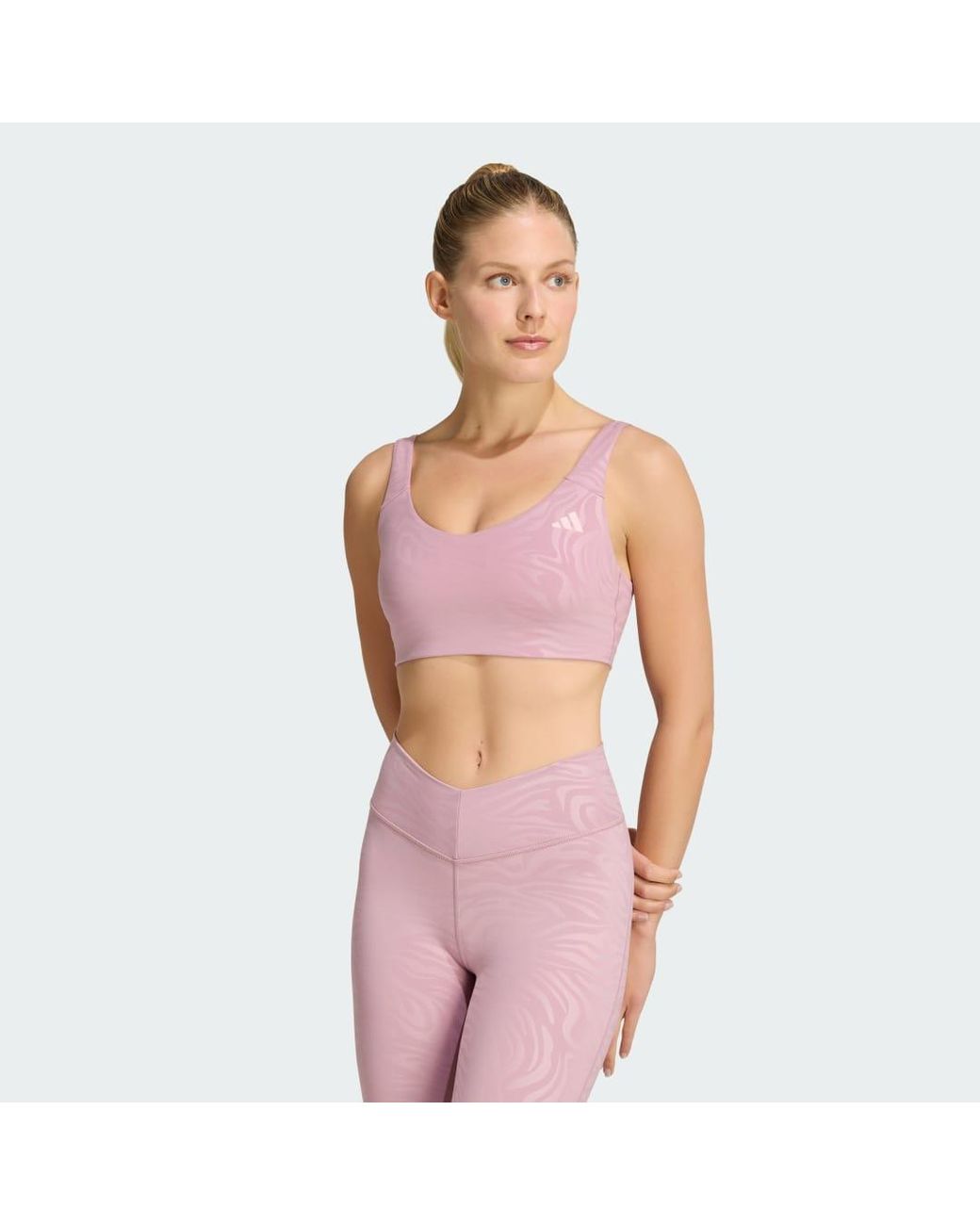 Adidas Pink All Me Essentials Graphic Light Support Bra