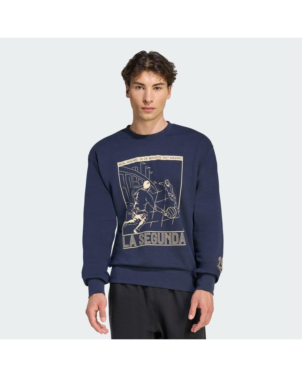 Adidas Blue Real Madrid Heritage Crew Sweat for men