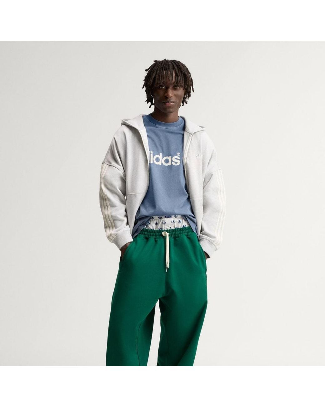 Adidas Green Adisignature 3 Stripes Full Zip Hoodie