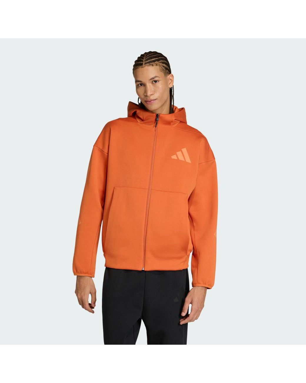 Adidas Orange Z.N.E. Full-Zip Hooded Track Jacket for men