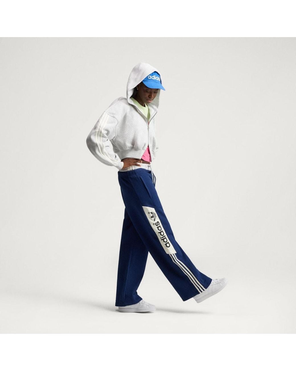 Adidas Blue Adisignature 3 Stripes Full Zip Hoodie
