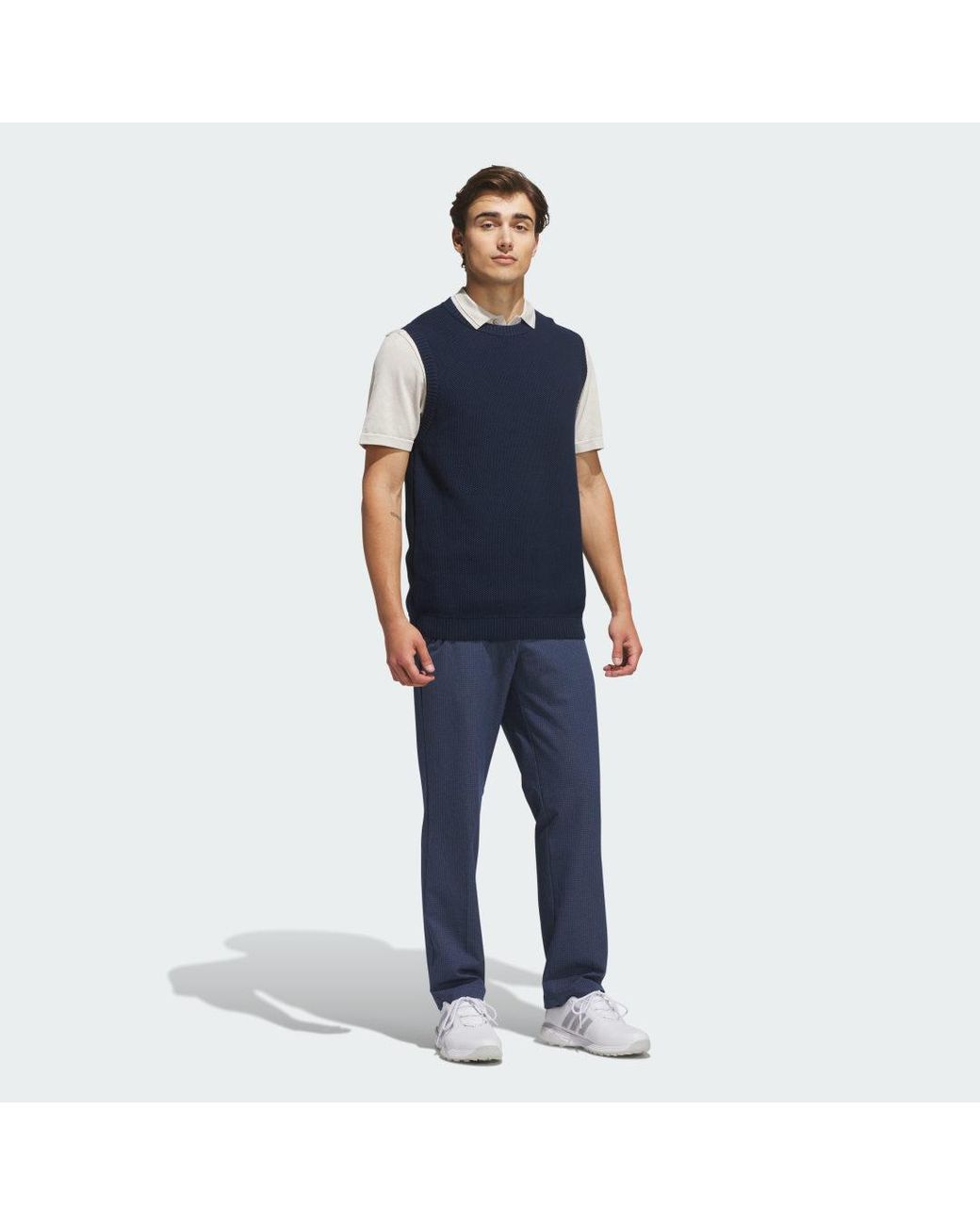 Adidas Blue Ultimate365+ Twistweave Regular Straight Fit Grid Pant for men