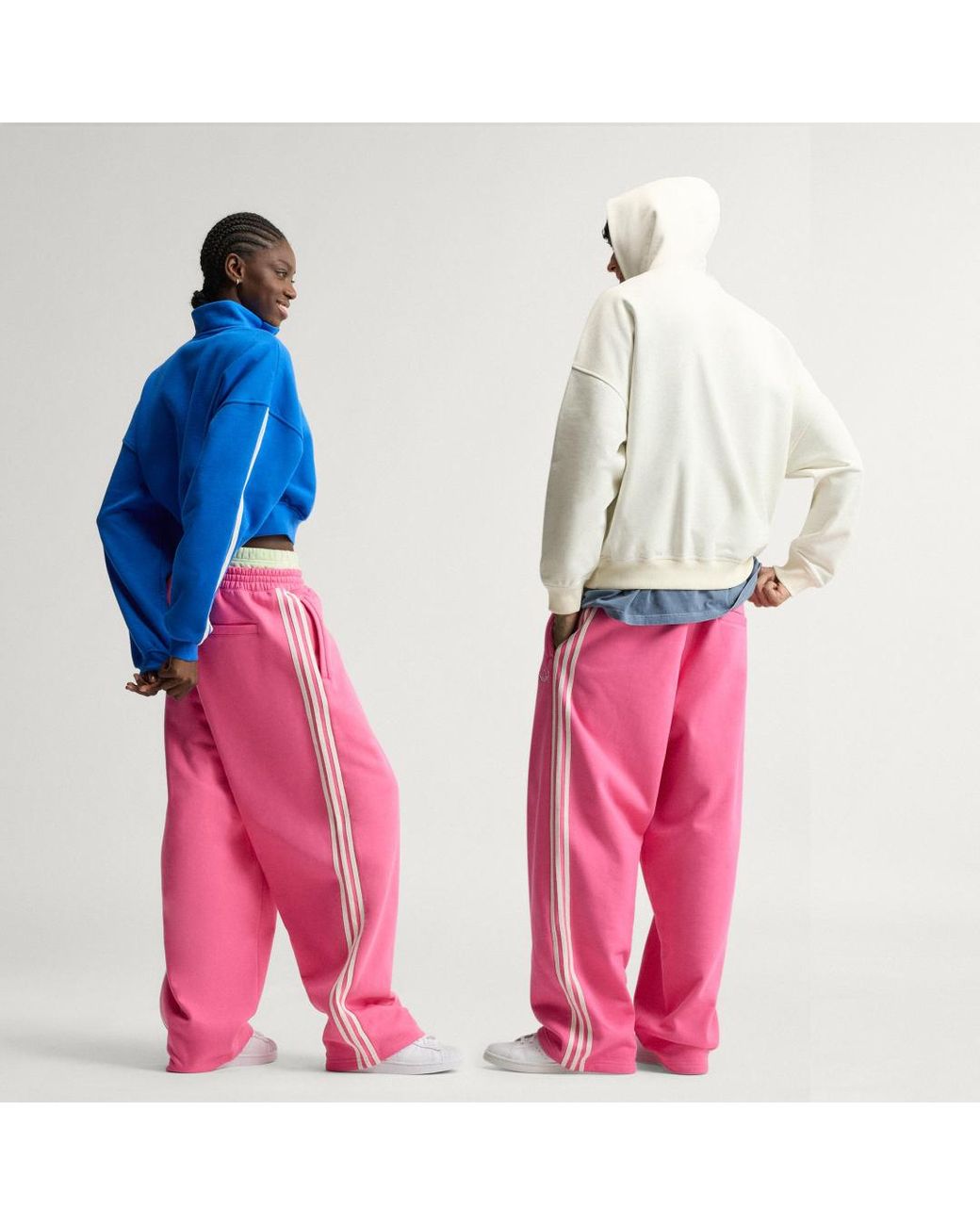 Adidas Pink Adisignature 3 Stripes Open Hem Sweatpants