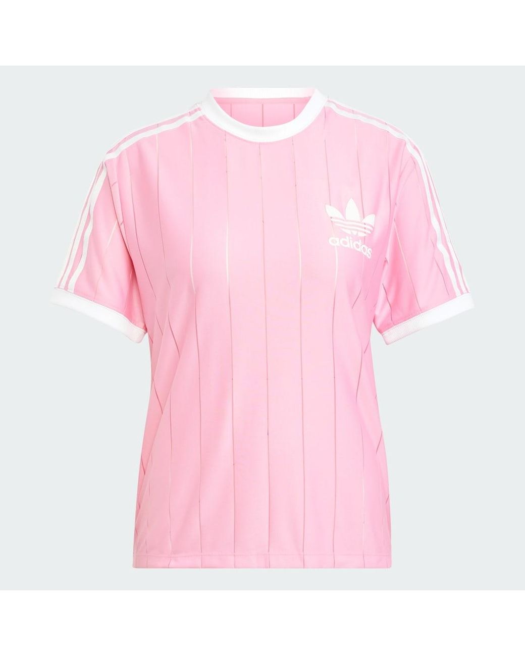 Adidas Originals Pink Adicolor 3-Stripes Pinstripe Tee