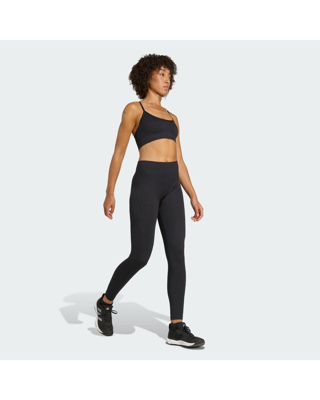 Adidas Blue Workout Essentials Full-Length Knit Leggings