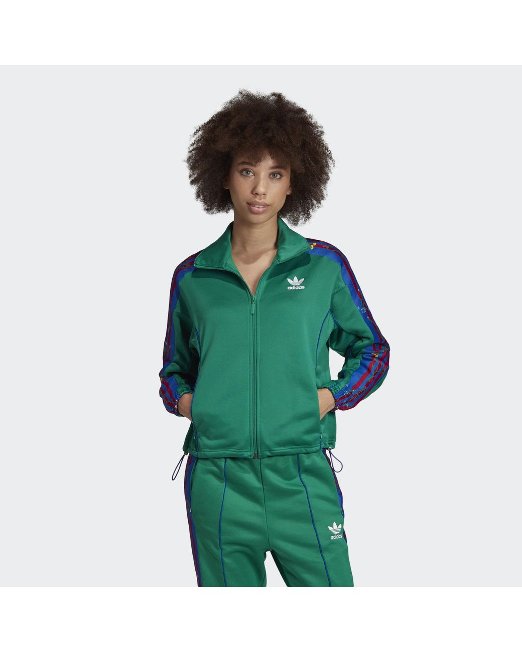 adidas Floral Track Top in Green | Lyst UK