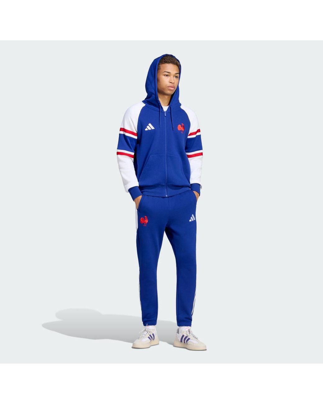 Adidas Blue France Rugby Travel Joggers for men